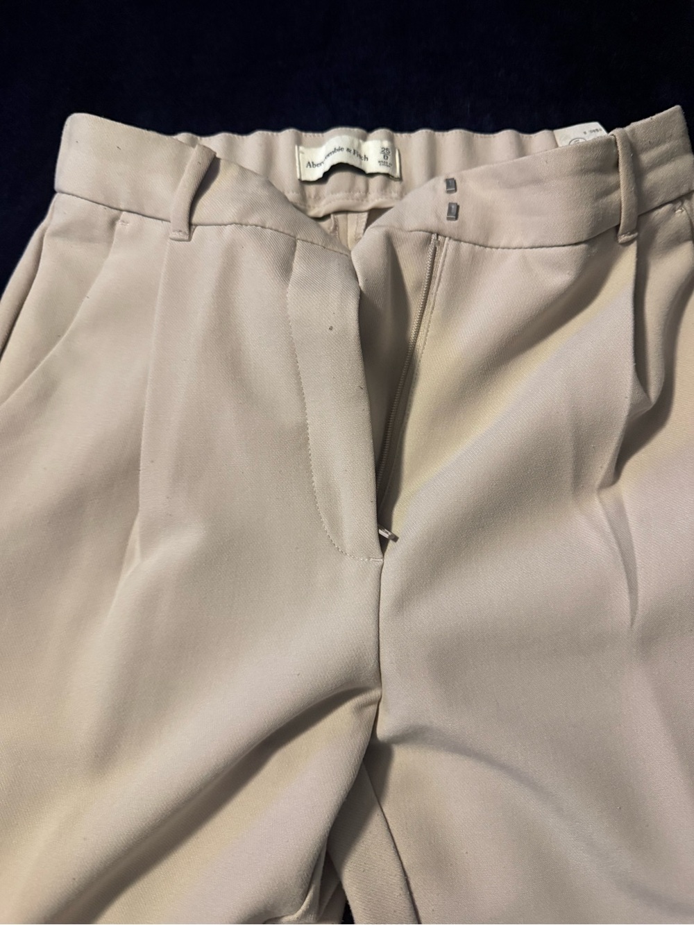 Abercrombie & Fitch Women's Cream-Tan Pleated Dress Pants